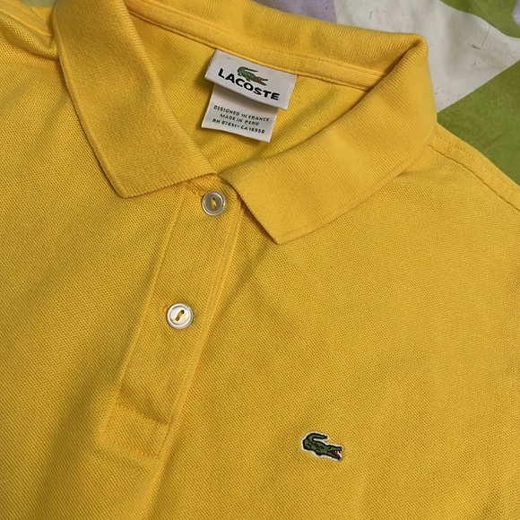 Lacoste Yellow Button-Down Polo Shirt (Size 40) - Picture 1 of 6